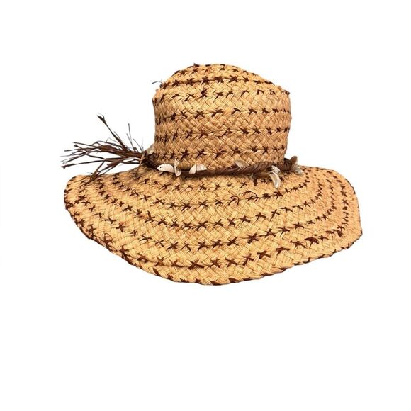 Florabella Crochet Raffia Hat in natural seashell trim - Picture 2 of 11